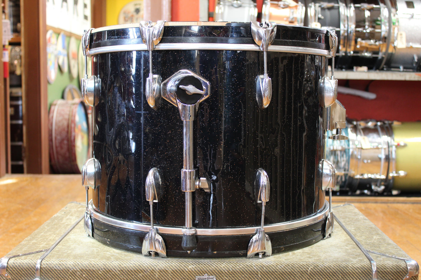 1960s Gretsch Progressive Jazz Outfit in Black Sparkle Rewrap 14x20 8x12 14x14