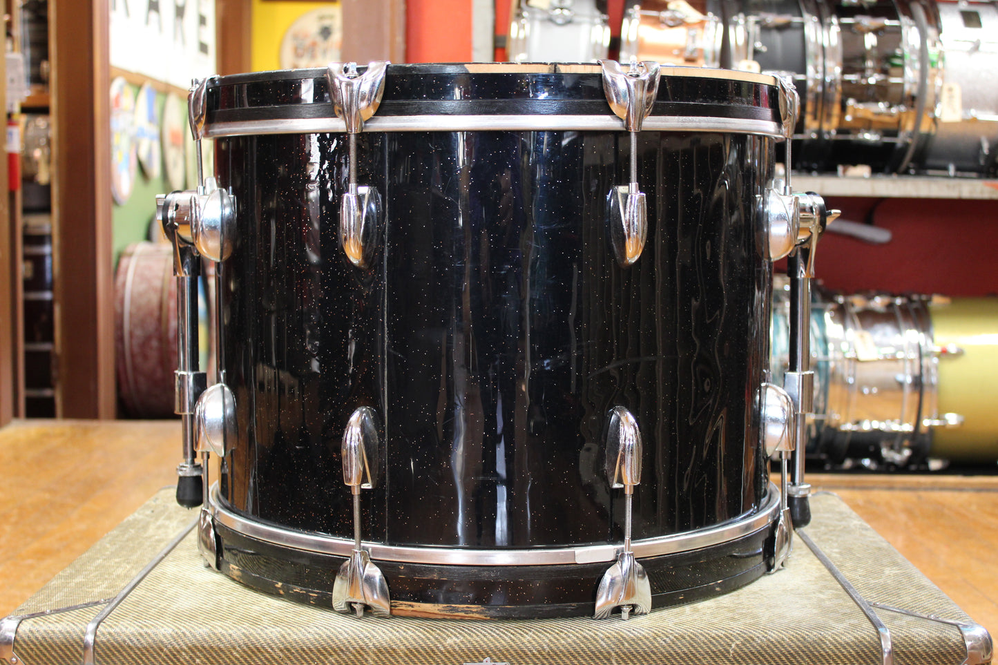 1960s Gretsch Progressive Jazz Outfit in Black Sparkle Rewrap 14x20 8x12 14x14