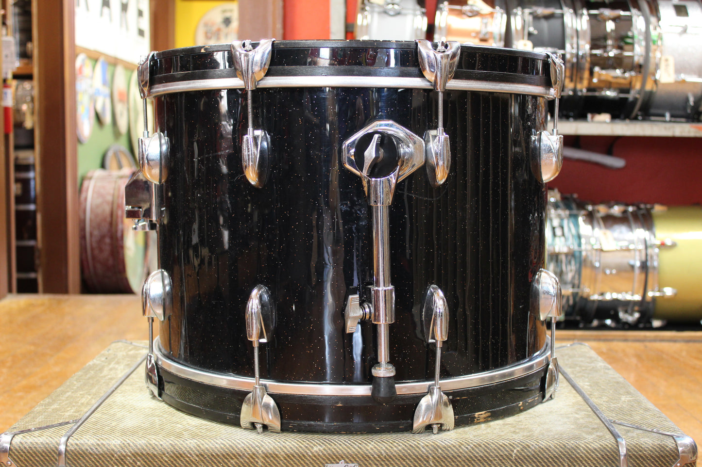 1960s Gretsch Progressive Jazz Outfit in Black Sparkle Rewrap 14x20 8x12 14x14