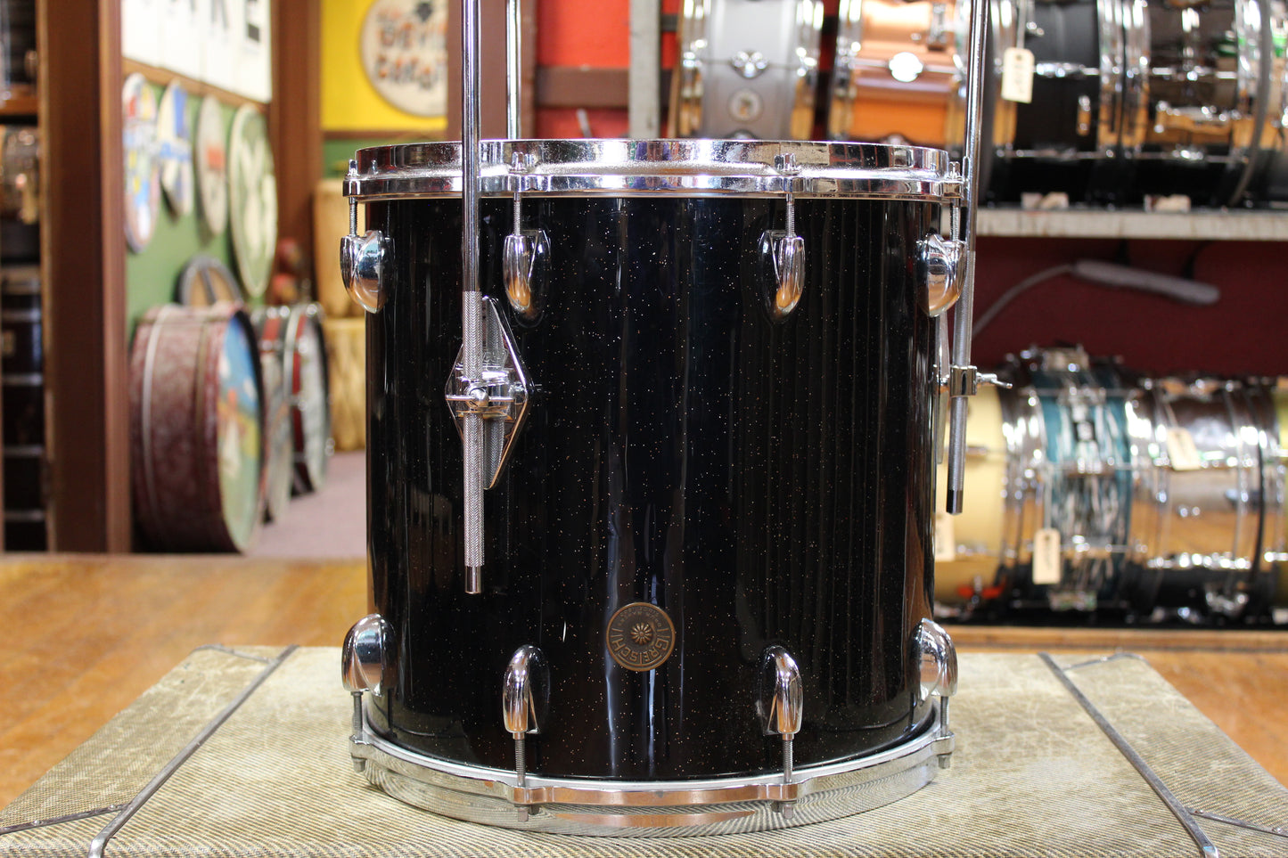 1960s Gretsch Progressive Jazz Outfit in Black Sparkle Rewrap 14x20 8x12 14x14