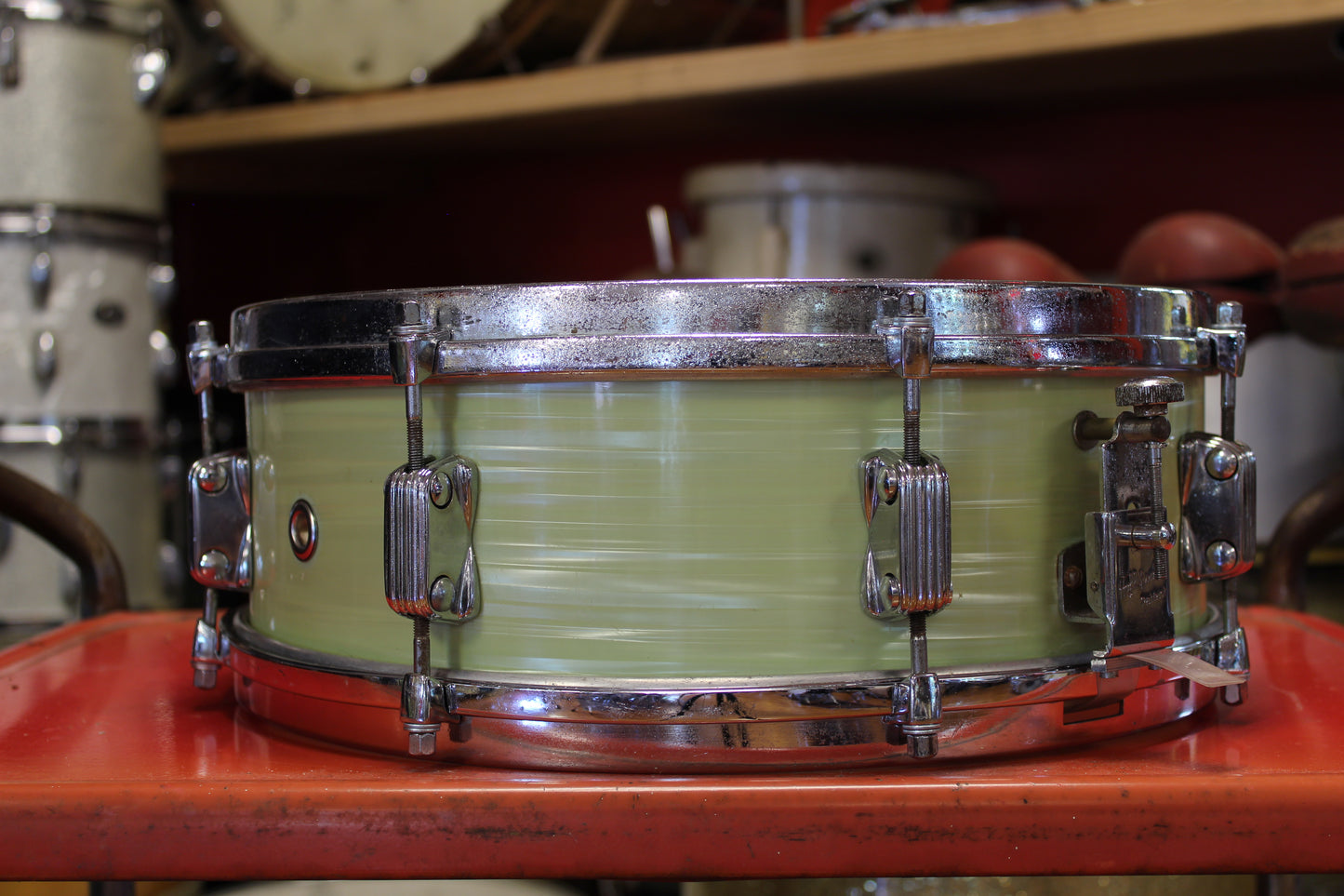 1960s Meazzi Hollwood 5x14 President Snare Drum in Green Ripple
