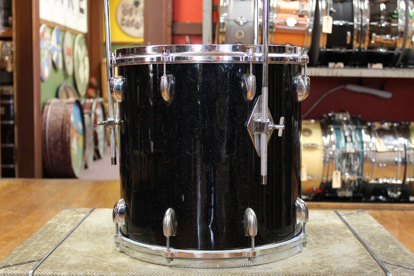 1960s Gretsch Progressive Jazz Outfit in Black Sparkle Rewrap 14x20 8x12 14x14