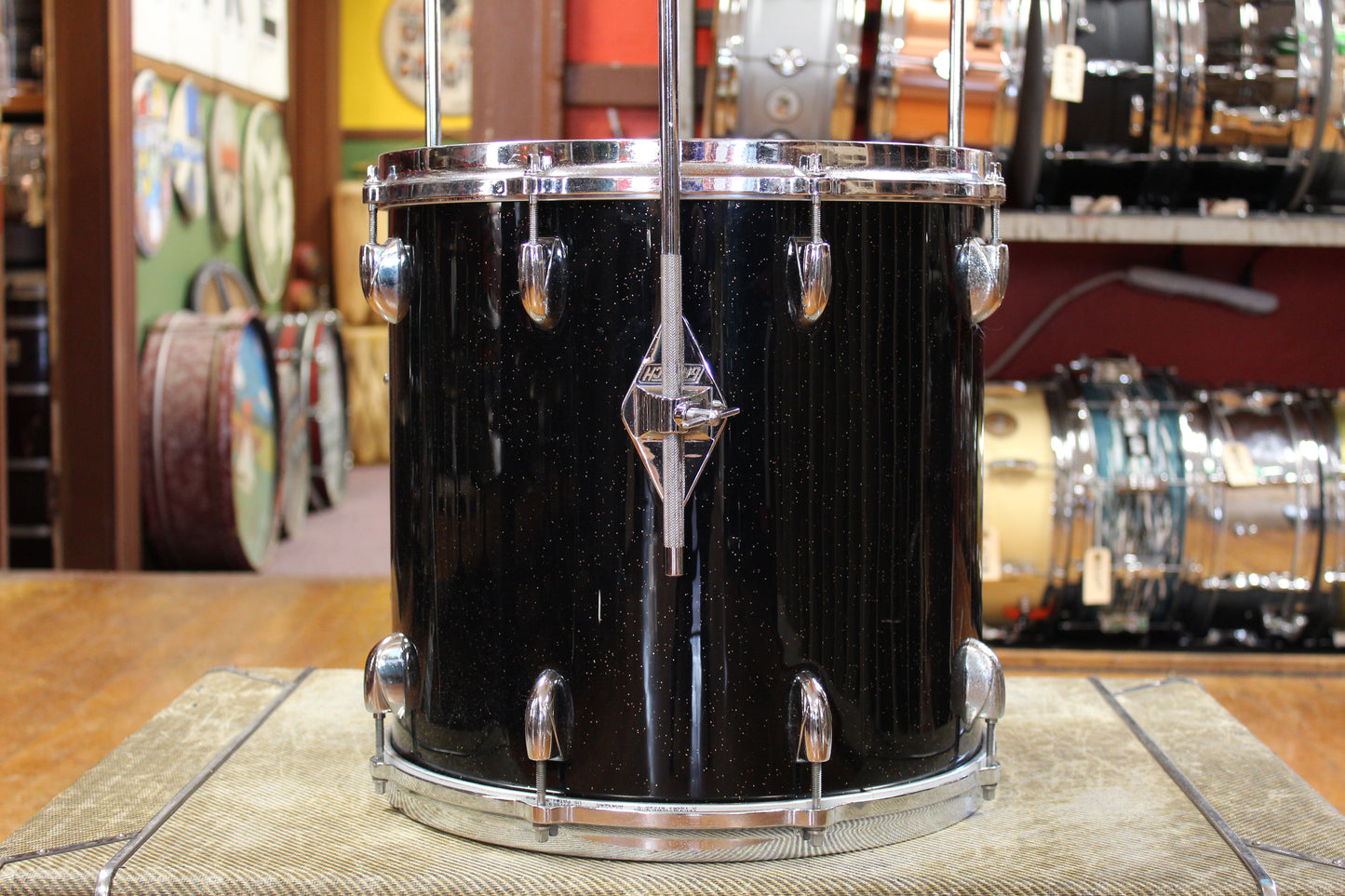1960s Gretsch Progressive Jazz Outfit in Black Sparkle Rewrap 14x20 8x12 14x14