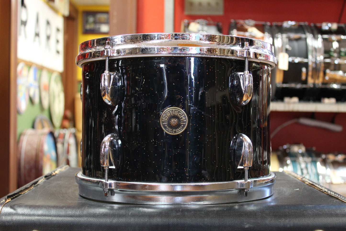 1960s Gretsch Progressive Jazz Outfit in Black Sparkle Rewrap 14x20 8x12 14x14