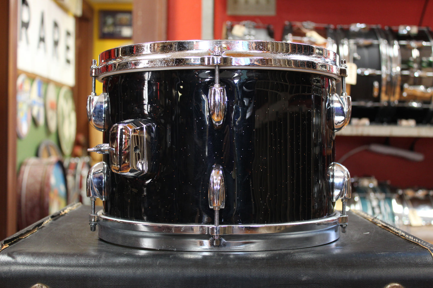 1960s Gretsch Progressive Jazz Outfit in Black Sparkle Rewrap 14x20 8x12 14x14