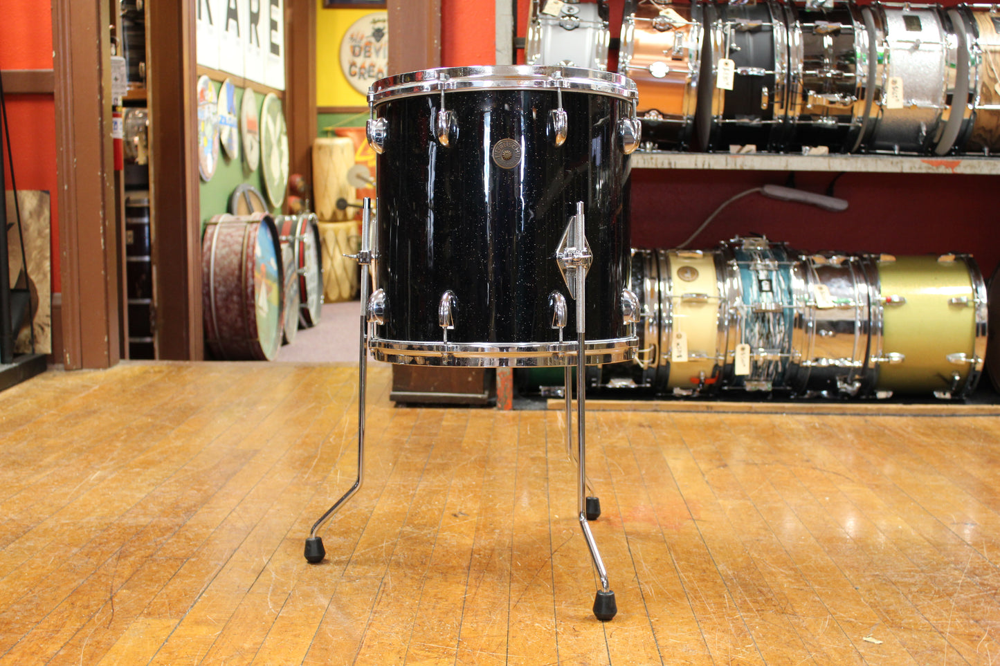 1960s Gretsch Progressive Jazz Outfit in Black Sparkle Rewrap 14x20 8x12 14x14