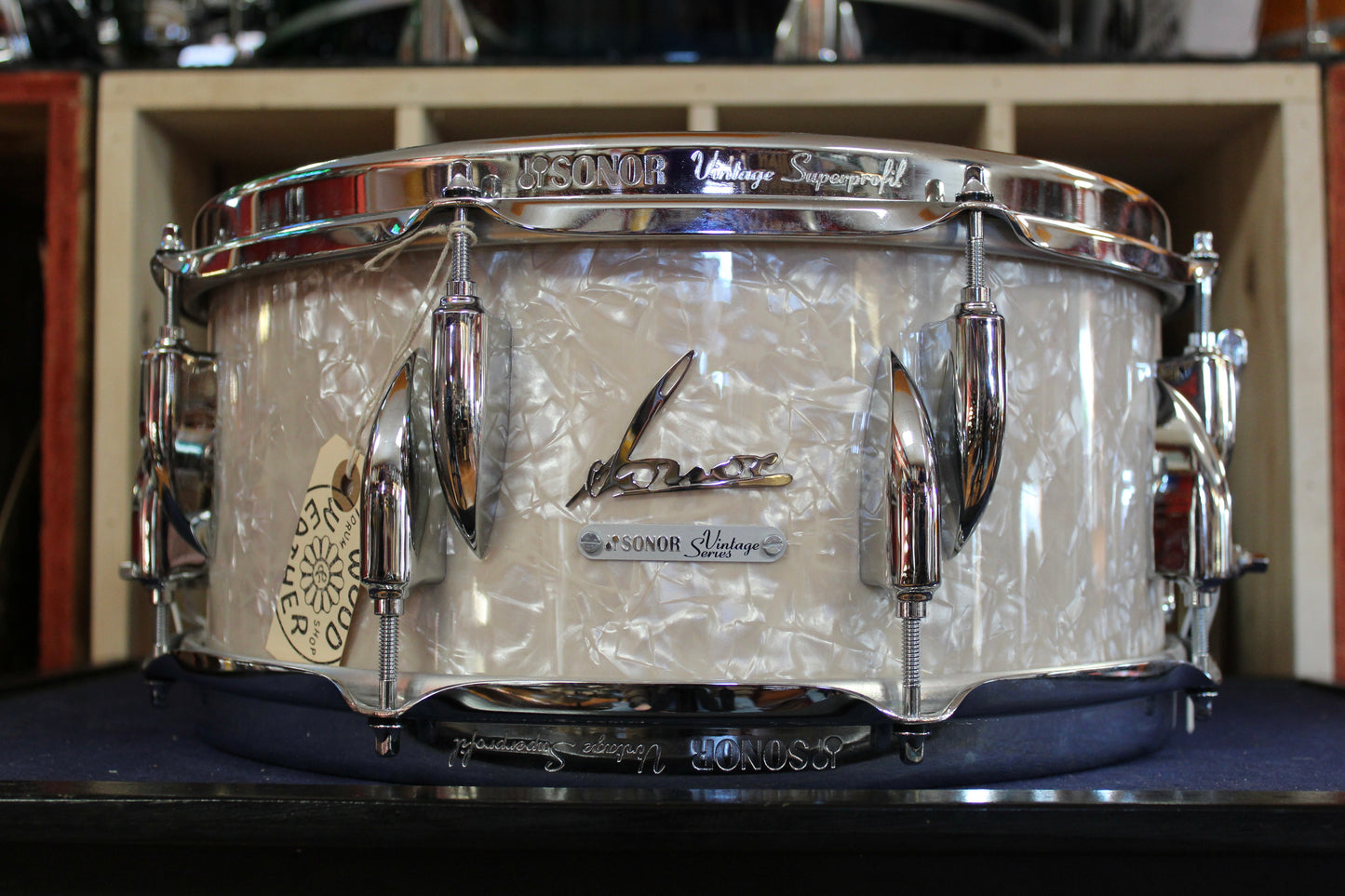 Sonor 6"x13" Vintage Series Beech Snare Drum in White Marine Pearl