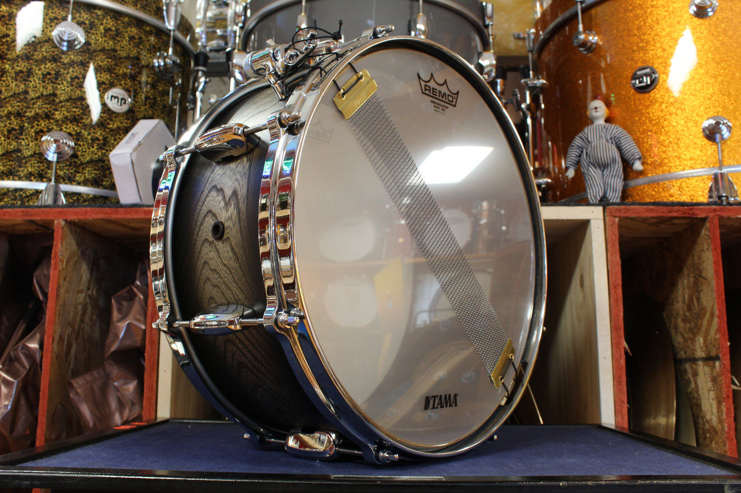 Tama 6.5x14 Star Walnut Snare Drum in Satin Black Japanese Sen Burst