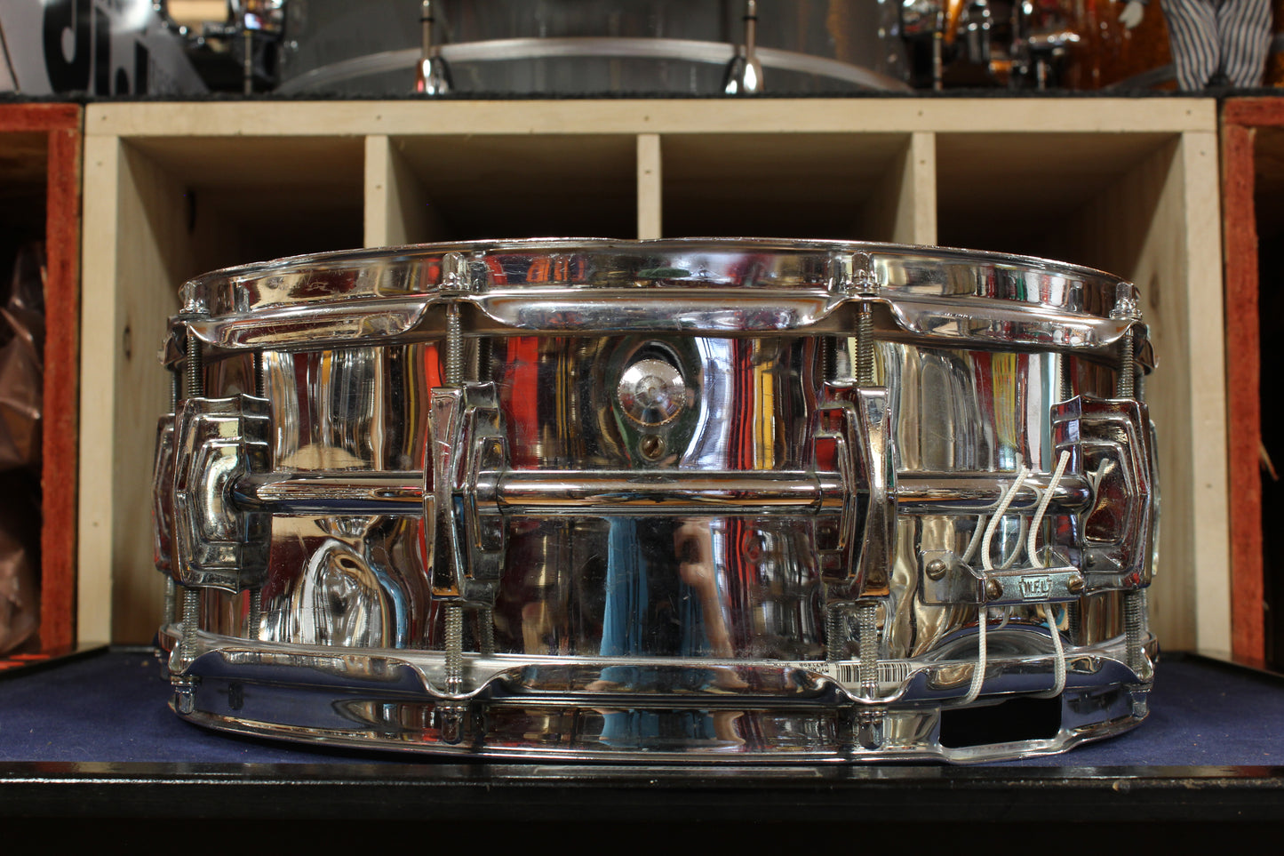 1950s Ludwig Transition Badge 5x14 Super Ludwig Chrome Over Brass Snare Drum
