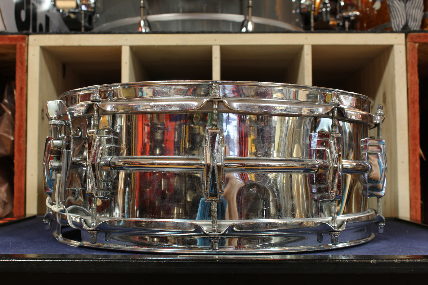 1950s Ludwig Transition Badge 5x14 Super Ludwig Chrome Over Brass Snare Drum