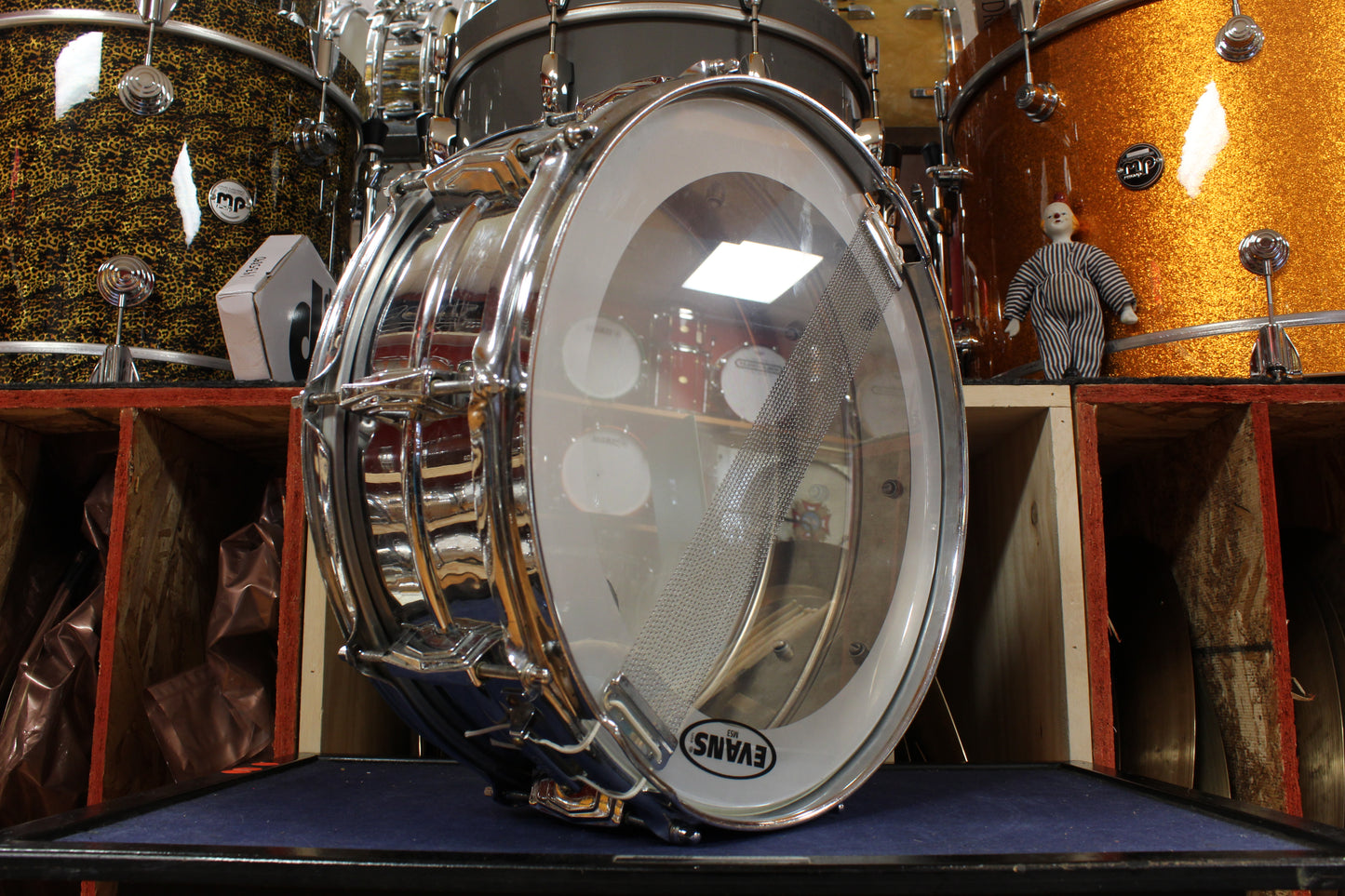1950s Ludwig Transition Badge 5x14 Super Ludwig Chrome Over Brass Snare Drum