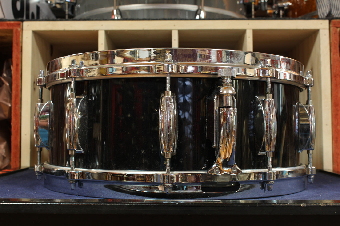1980s Gretsch 5.5x14 Square Badge Snare Drum in Black Nitron