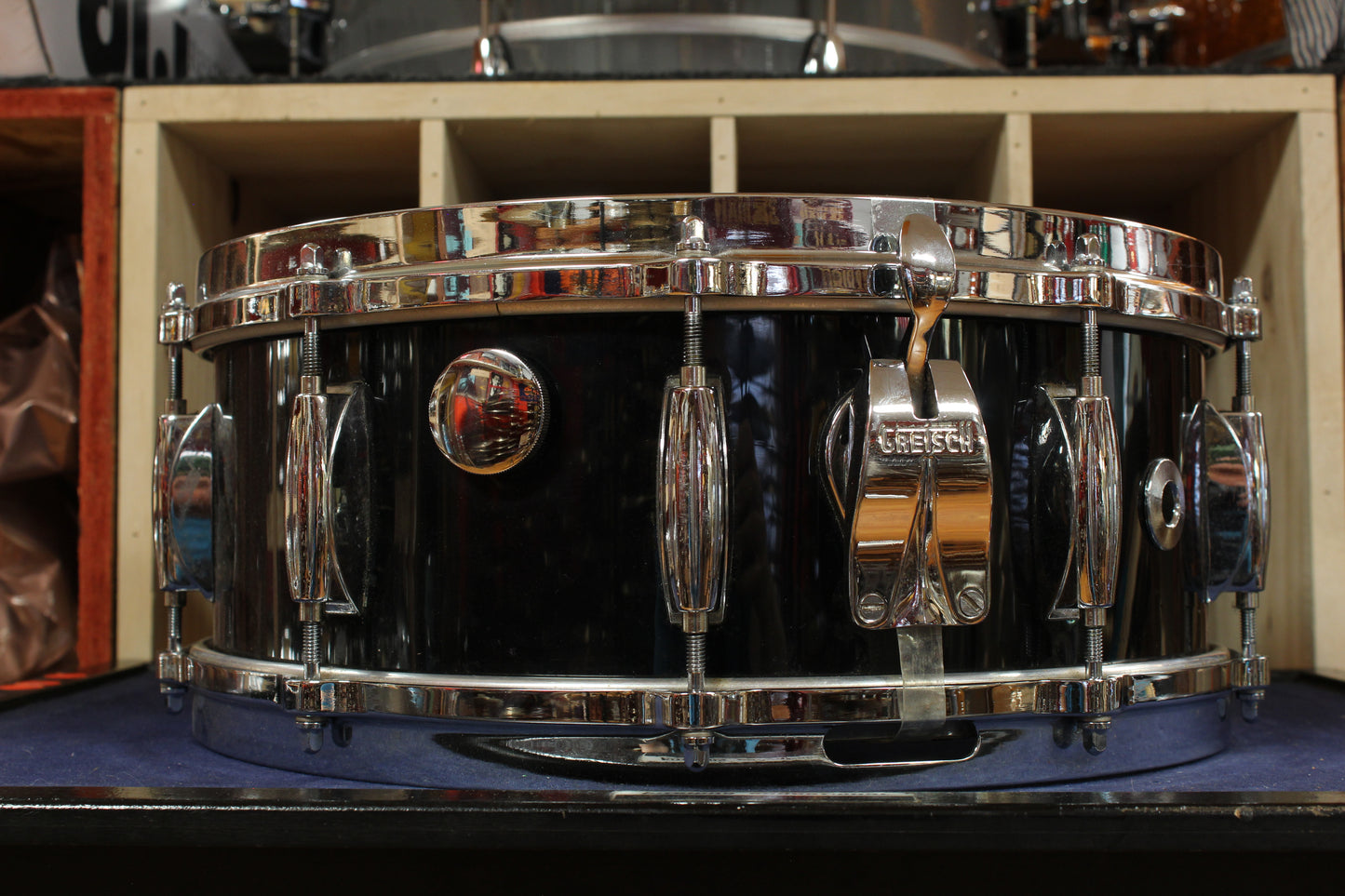 1980s Gretsch 5.5x14 Square Badge Snare Drum in Black Nitron