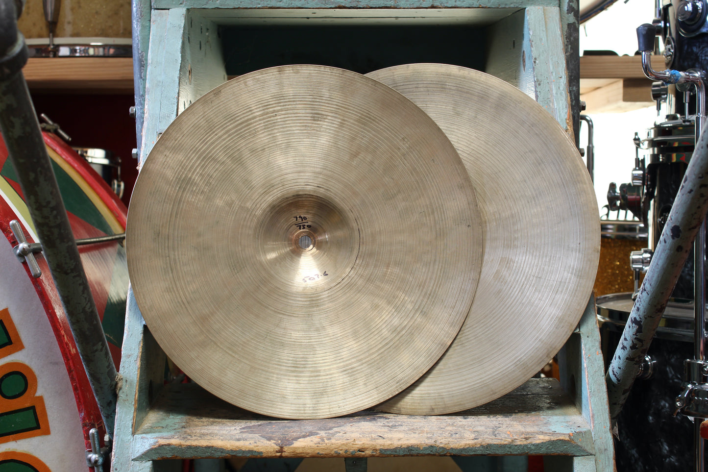 1950s A. Zildjian 14" Flange Hi-Hats 790/730g