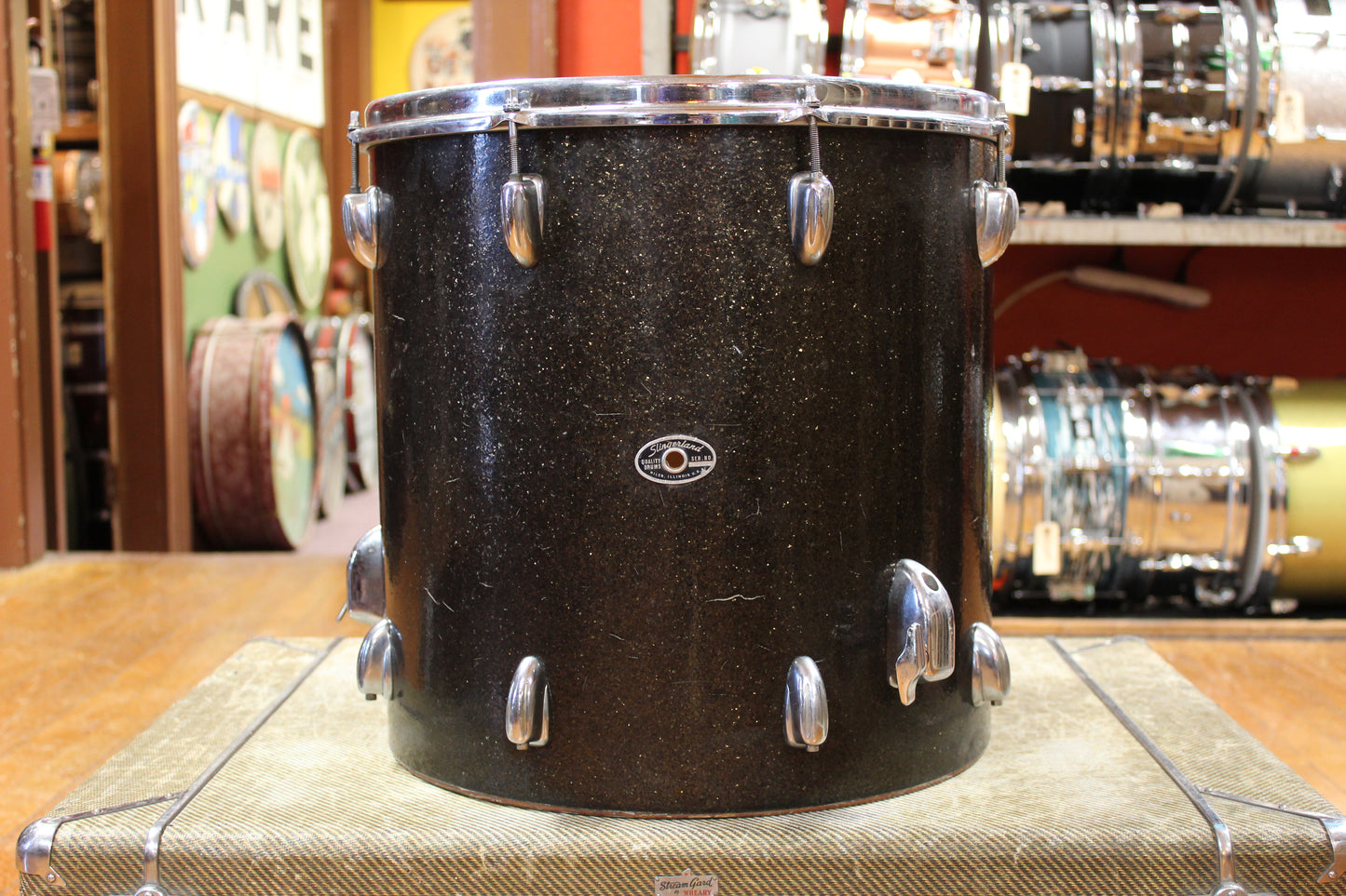 1970s Slingerland Rock Outfit in Root Beer Sparkle 14x20 8x12 9x13 16x16