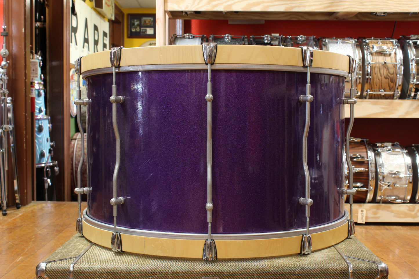 Andante 16x28 Marching Bass Drum in Purple Sparkle Lacquer