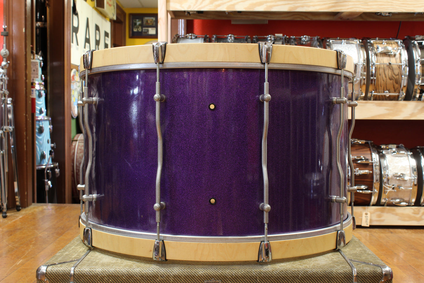 Andante 16x28 Marching Bass Drum in Purple Sparkle Lacquer