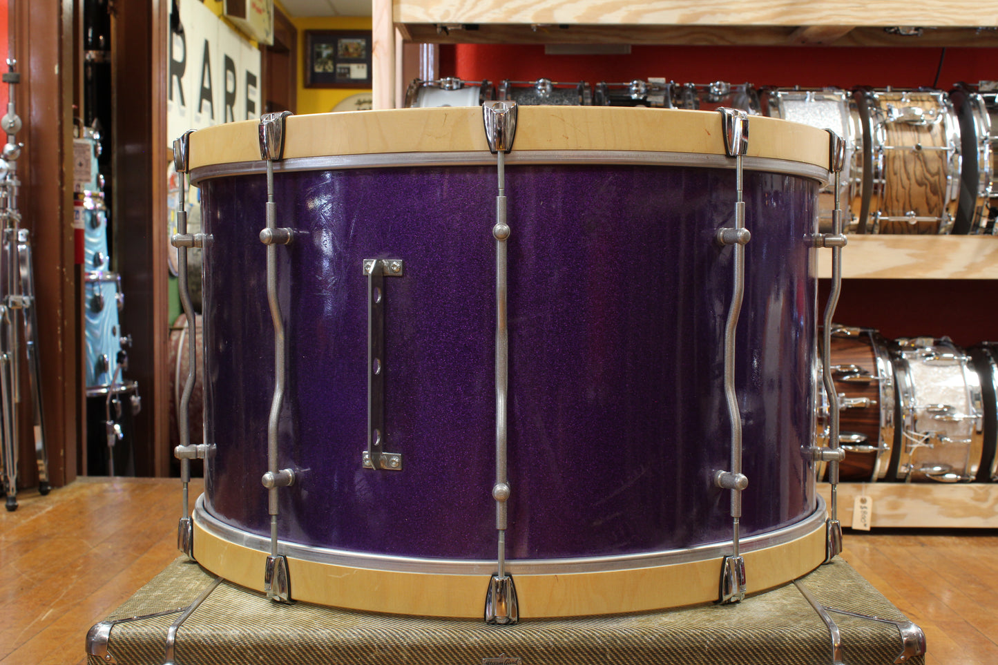 Andante 16x28 Marching Bass Drum in Purple Sparkle Lacquer
