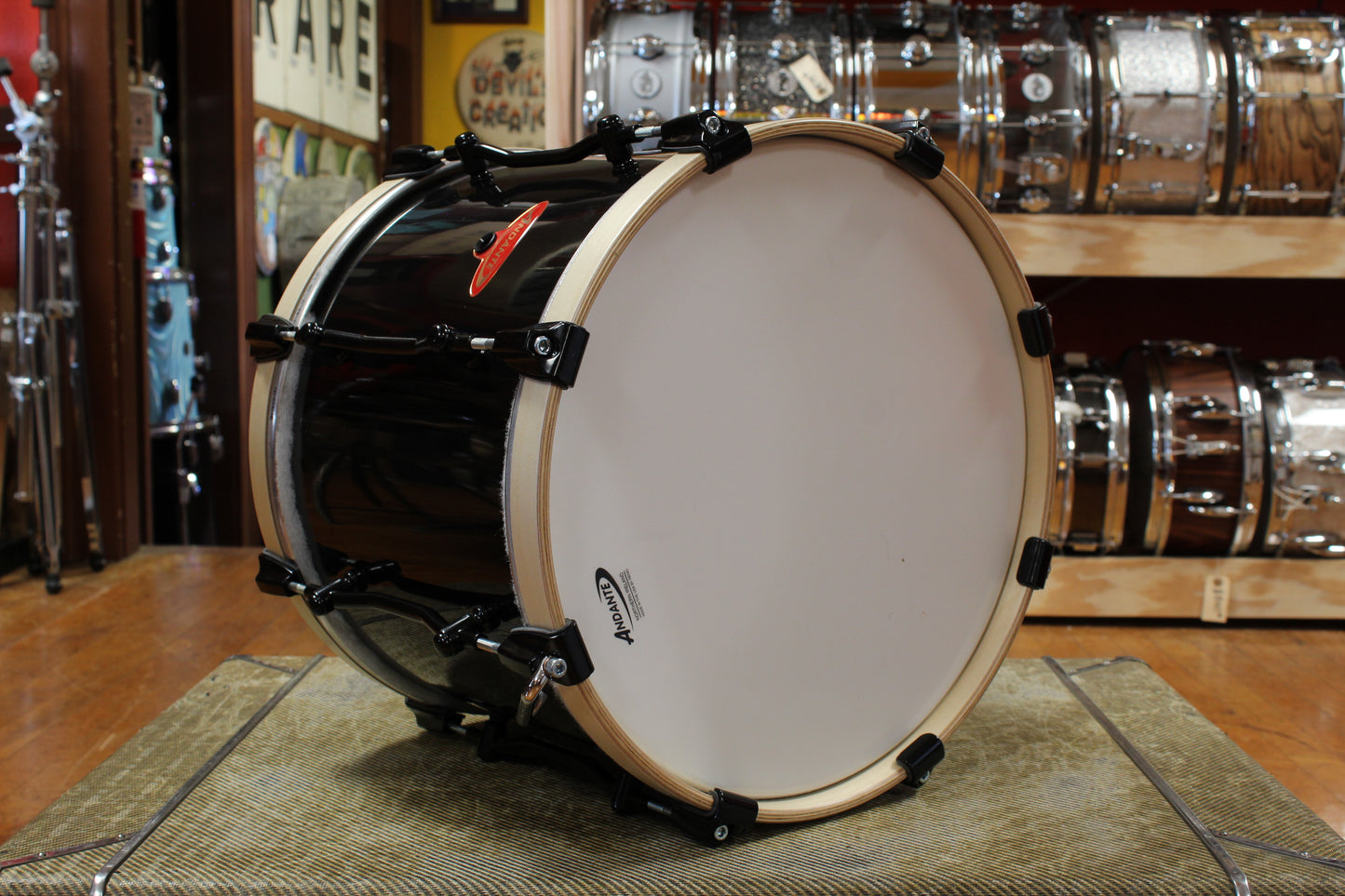 Andante 12x15 Pipe Band Tenor Drum in Black Lacquer