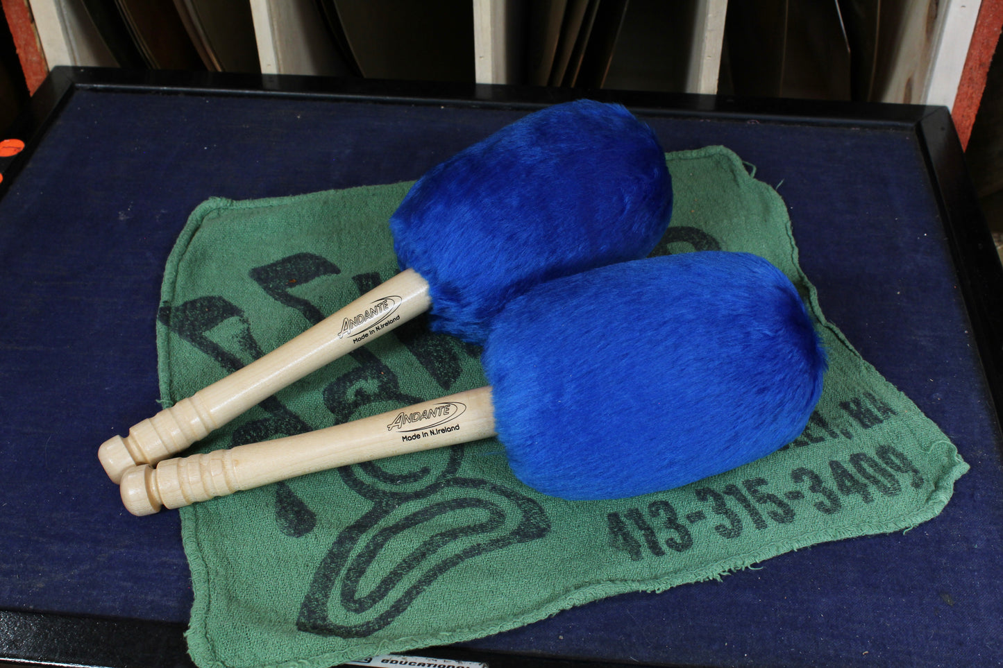 Andante Bass Drum Mallets - Royal Blue