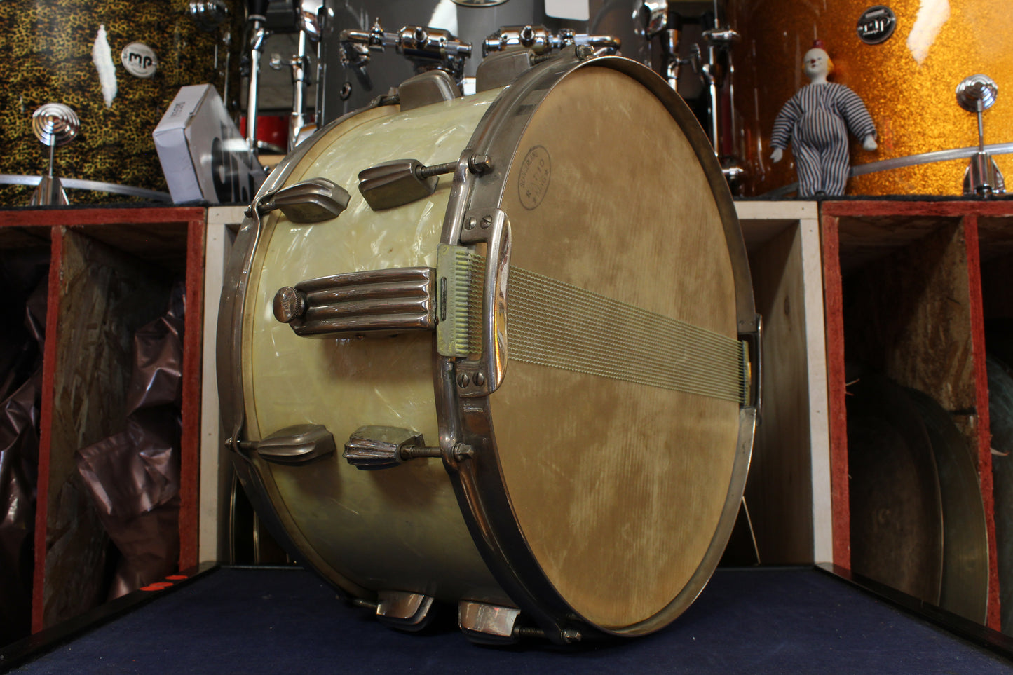1940s Slingerland 7x14 Radio King Snare Drum in White Marine Pearl