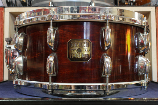 1980s Gretsch 6.5x14 Square Badge Snare Drum in Walnut Lacquer