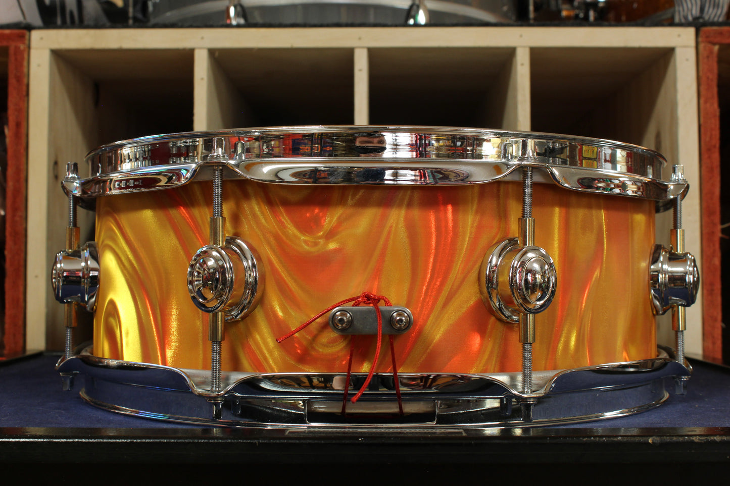 Montineri Custom Drums 5x14 Snare Drum in Orange Satin Flame