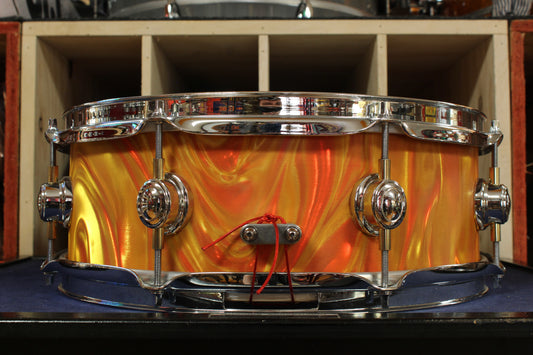 Montineri Custom Drums 5x14 Snare Drum in Orange Satin Flame