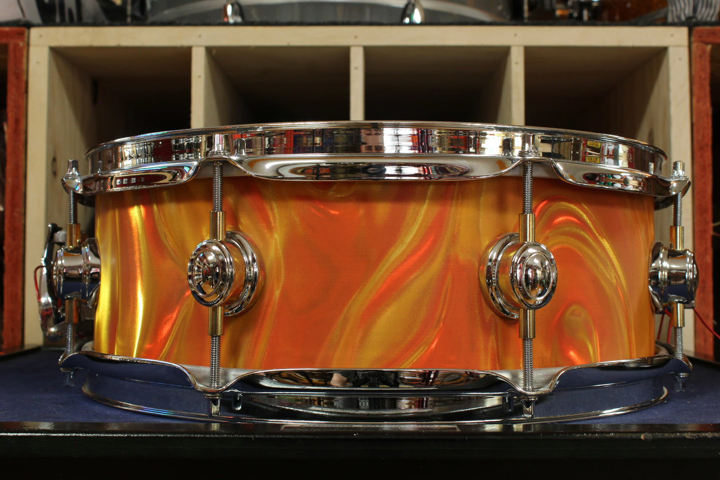 Montineri Custom Drums 5x14 Snare Drum in Orange Satin Flame