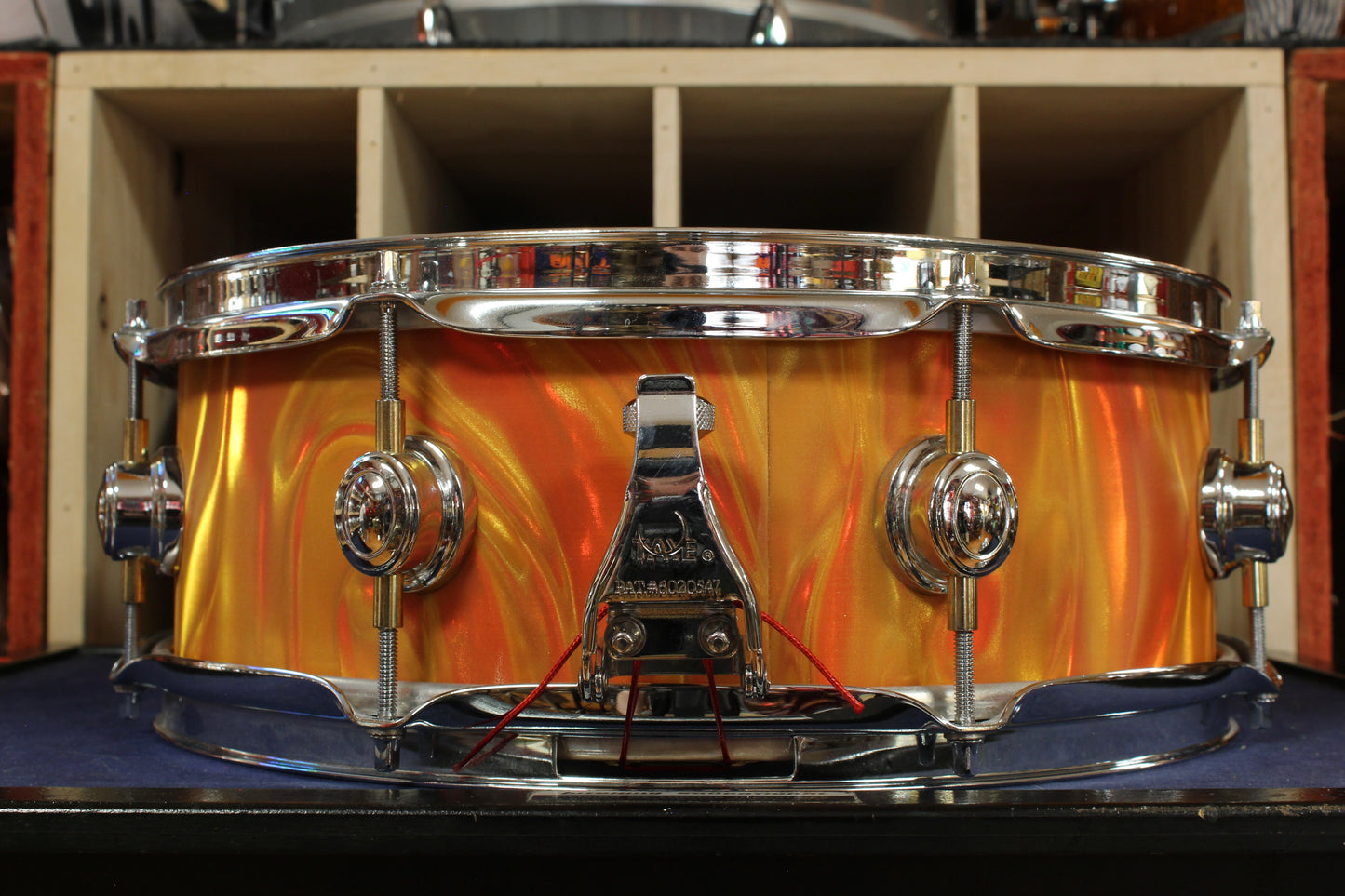 Montineri Custom Drums 5x14 Snare Drum in Orange Satin Flame