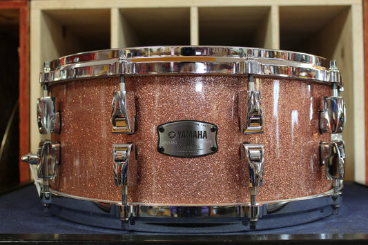 Yamaha 6x14 Absolute Hybrid Maple Snare Drum in Pink Champagne Sparkle