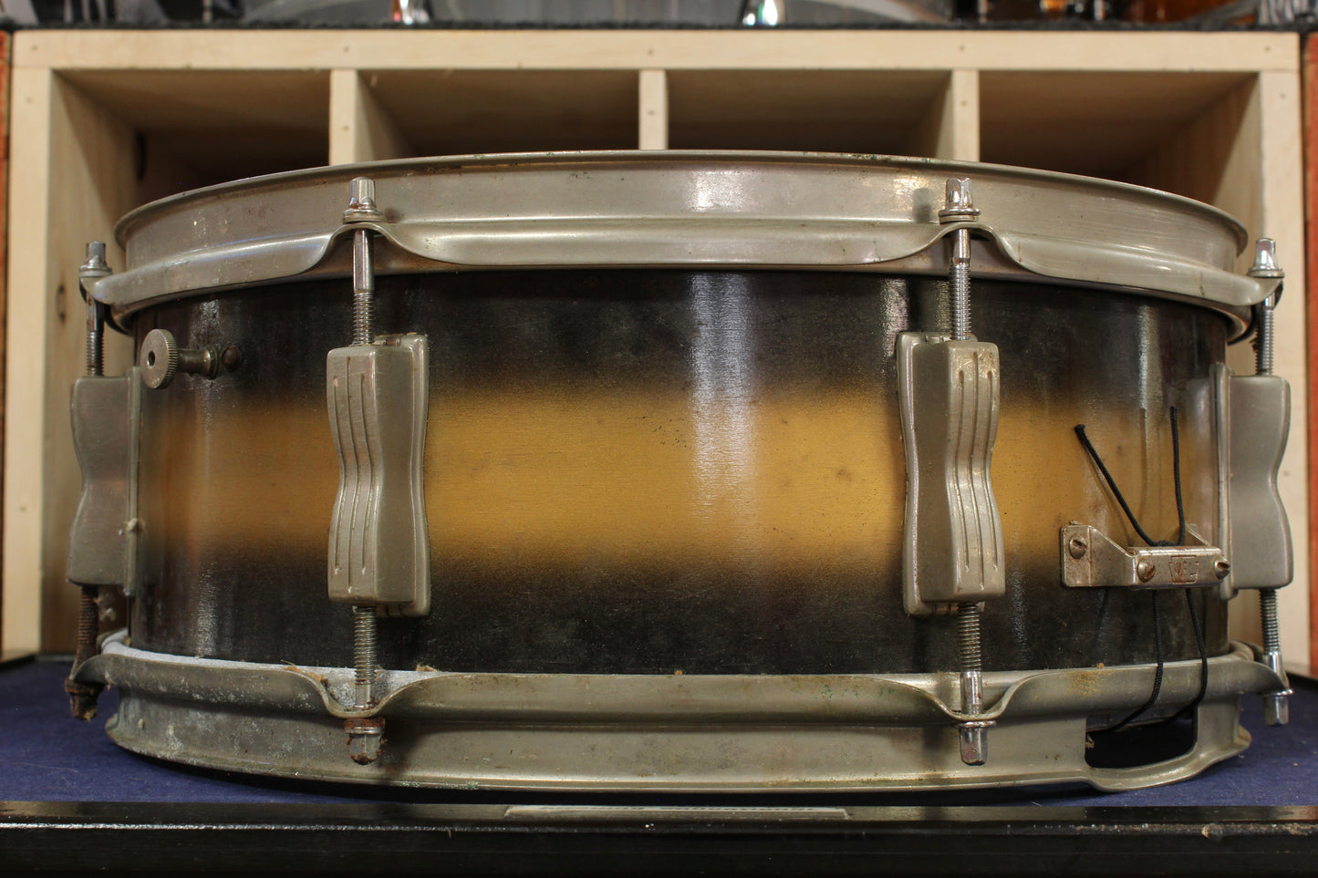 1960 Ludwig 5x14 Transition Badge Jazz Festival Snare Drum in Black and Gold Duco