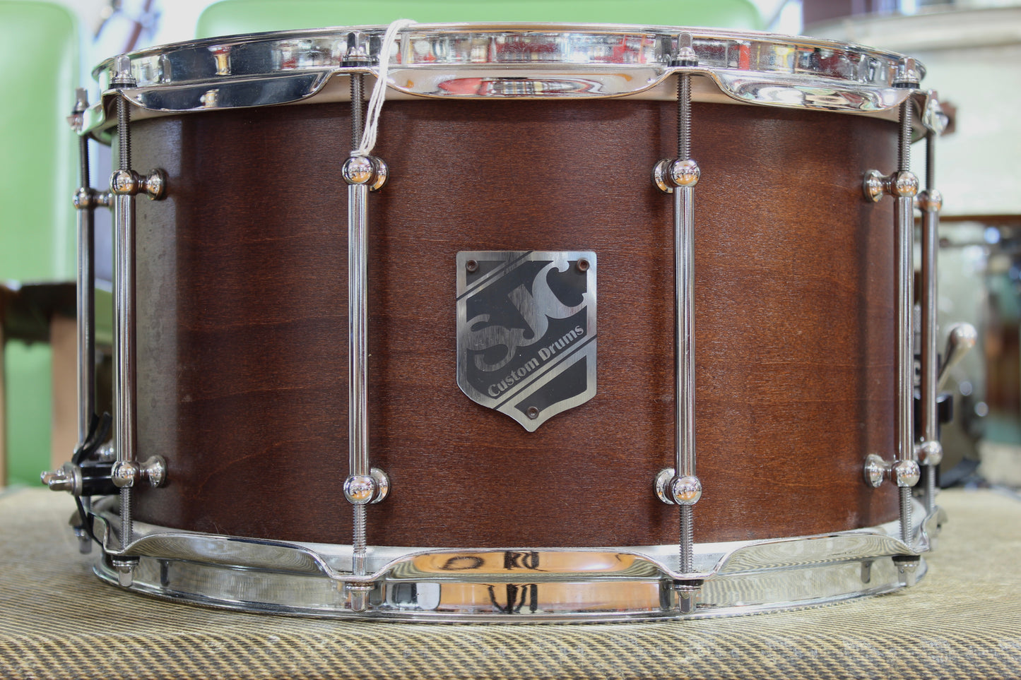 SJC Custom Drums 8"x14" Snare Drum in Mahogany Satin Stain