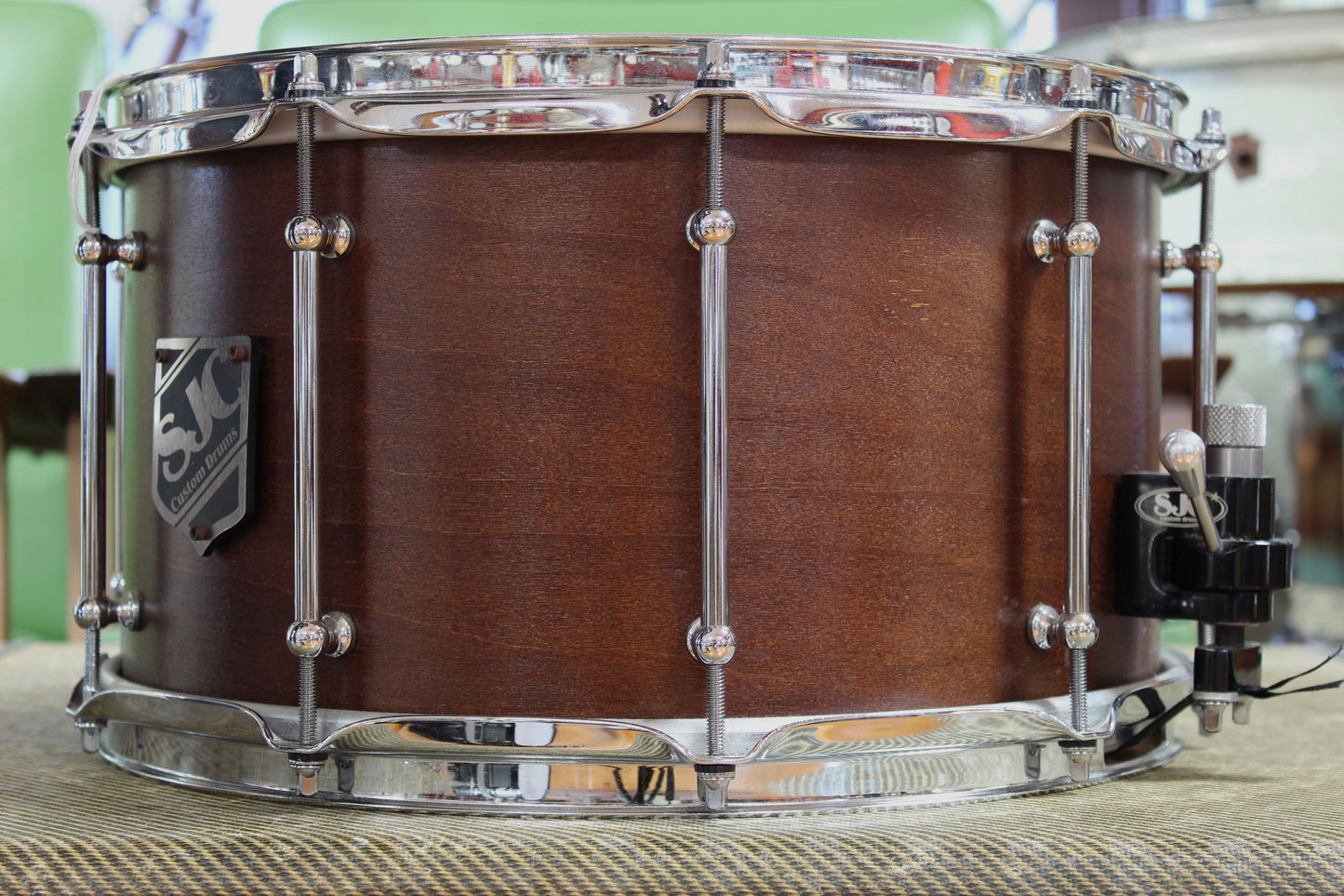 SJC Custom Drums 8"x14" Snare Drum in Mahogany Satin Stain