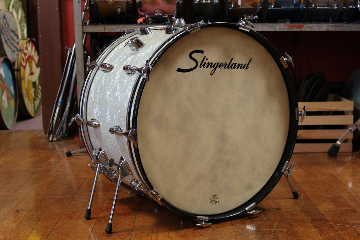 1970's Slingerland Buddy Rich Outfit in White Marine Pearl 14x22 16x16 9x13