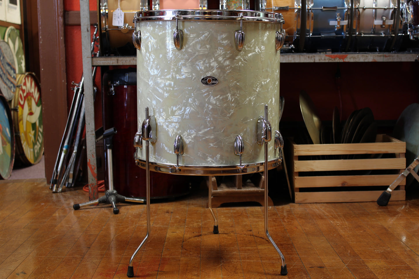 1970's Slingerland Buddy Rich Outfit in White Marine Pearl 14x22 16x16 9x13