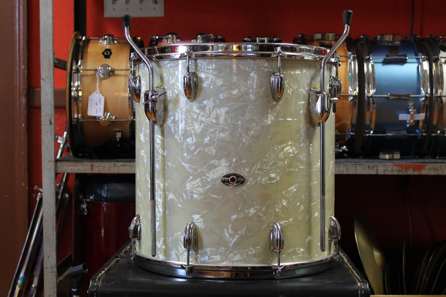 1970's Slingerland Buddy Rich Outfit in White Marine Pearl 14x22 16x16 9x13