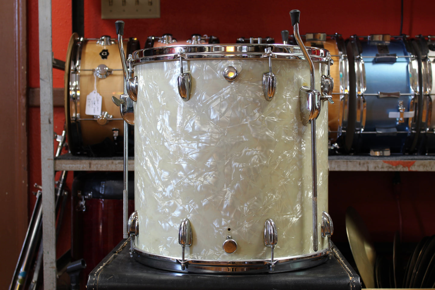 1970's Slingerland Buddy Rich Outfit in White Marine Pearl 14x22 16x16 9x13