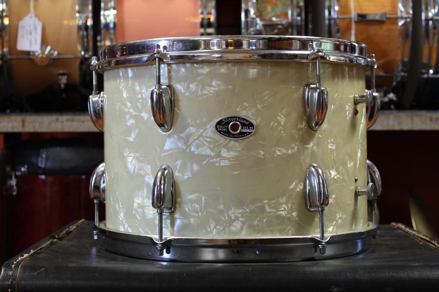 1970's Slingerland Buddy Rich Outfit in White Marine Pearl 14x22 16x16 9x13