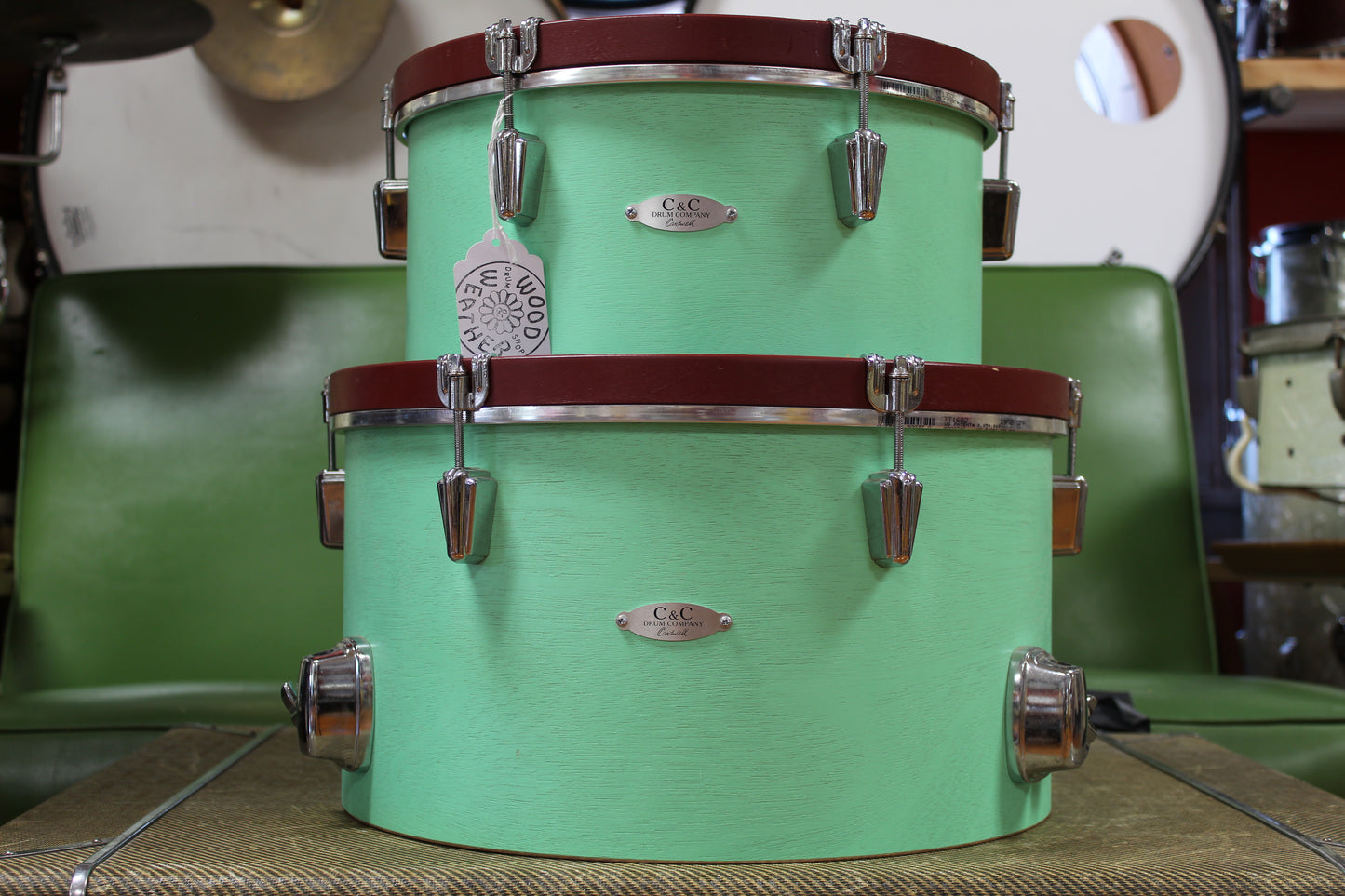 C&C Drum Company Super Flyer in Sea Green 10x22 9x16 6.5x13