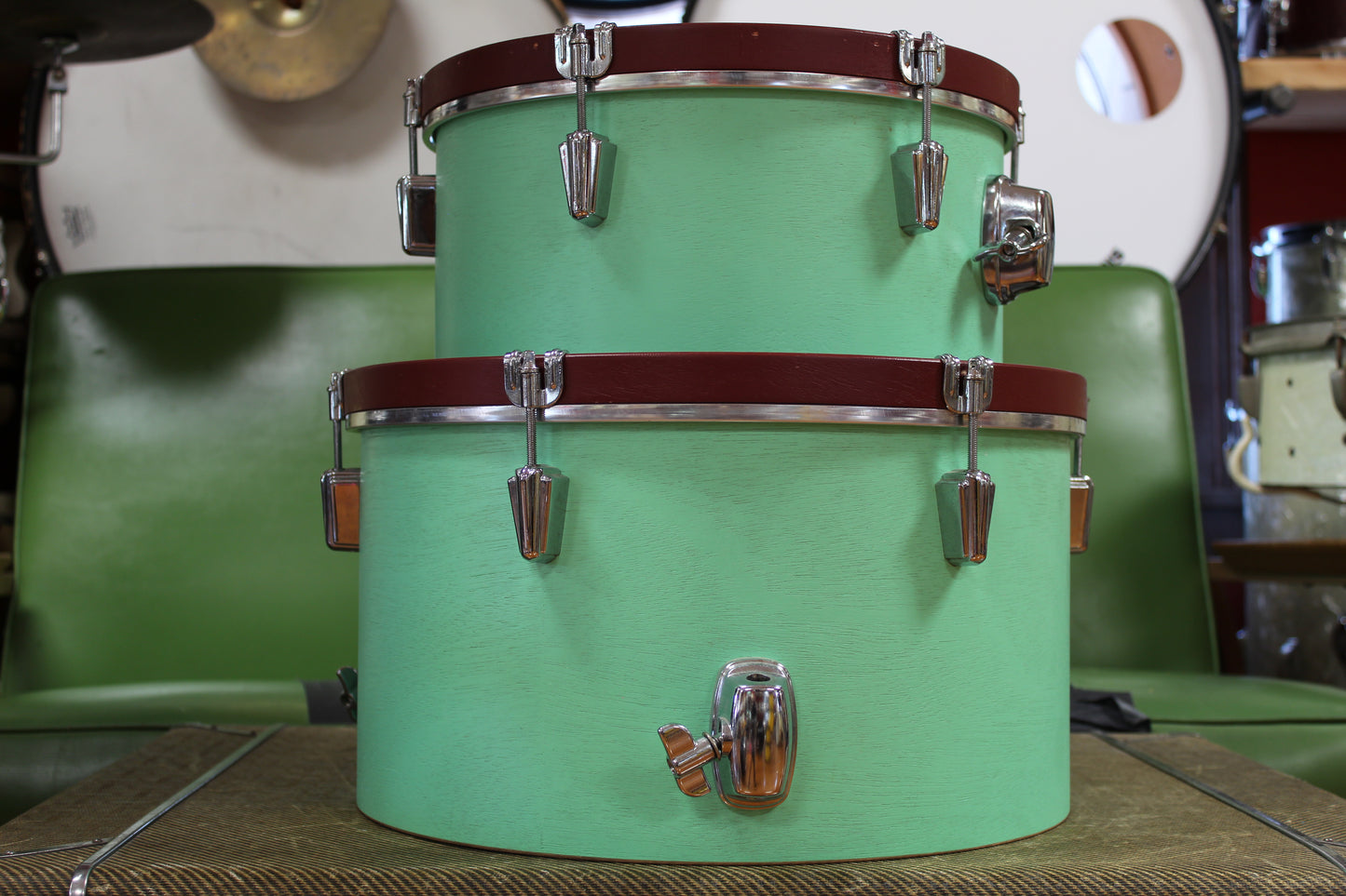 C&C Drum Company Super Flyer in Sea Green 10x22 9x16 6.5x13