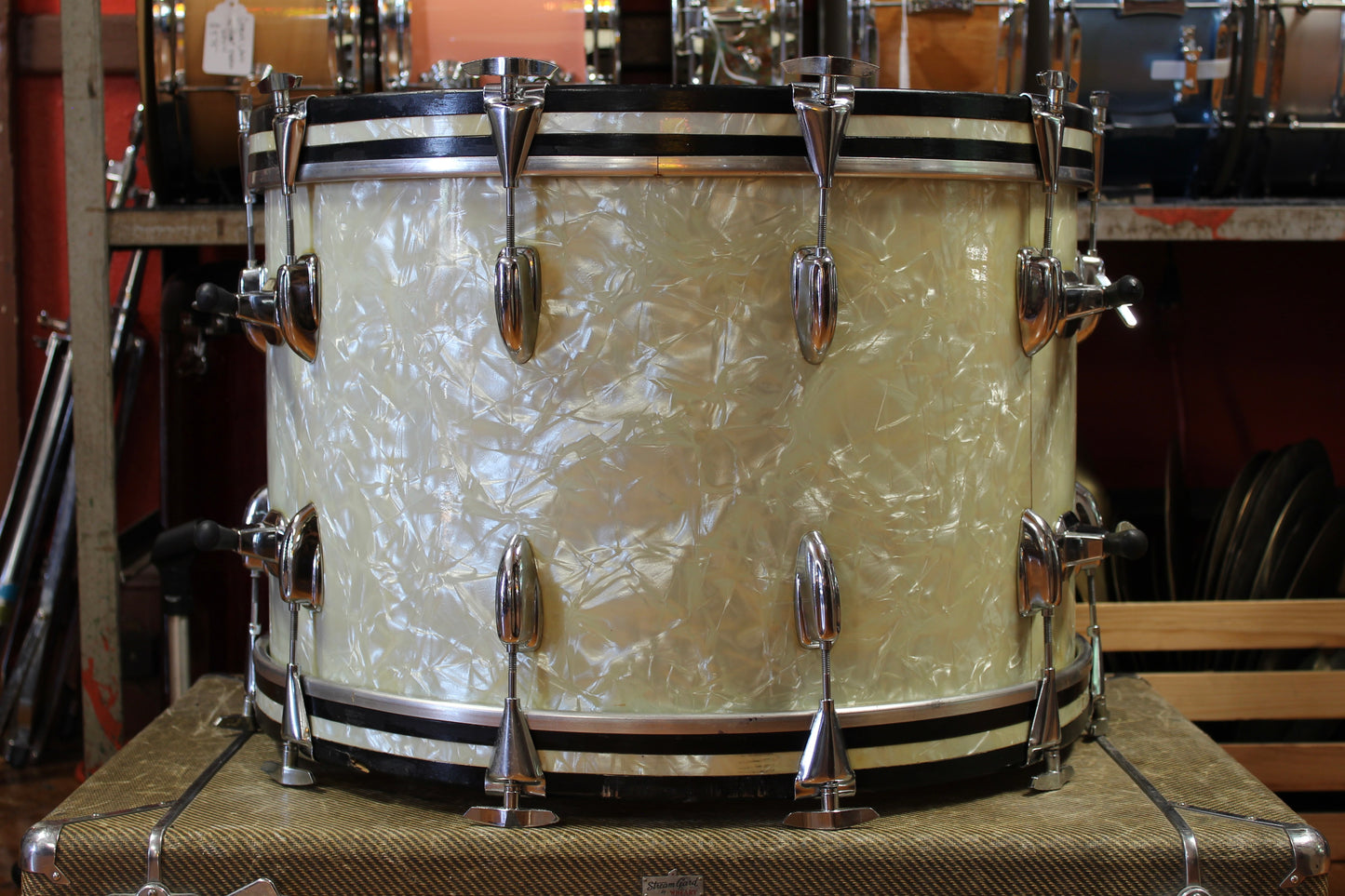 1970's Slingerland Buddy Rich Outfit in White Marine Pearl 14x22 16x16 9x13