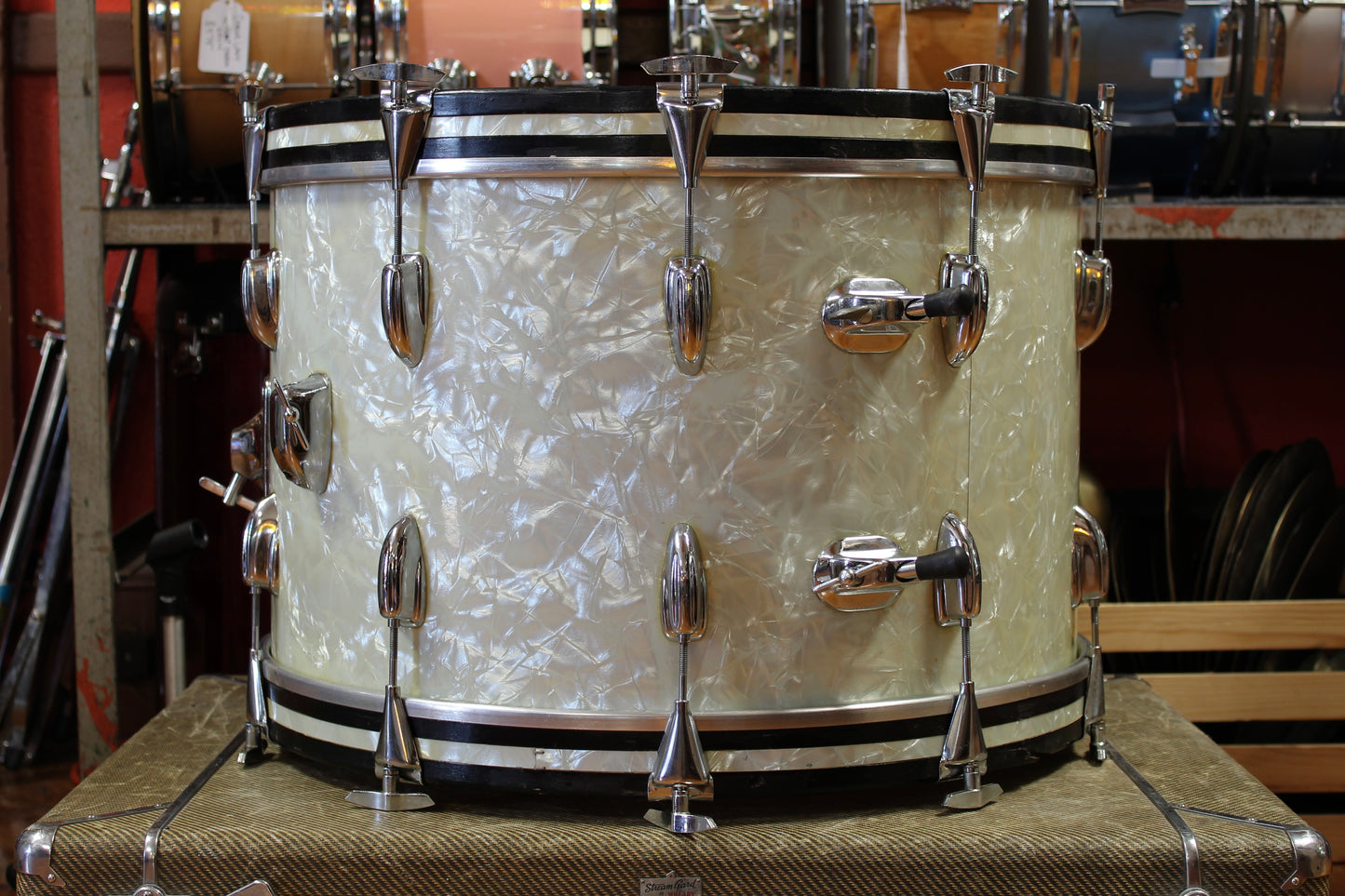 1970's Slingerland Buddy Rich Outfit in White Marine Pearl 14x22 16x16 9x13