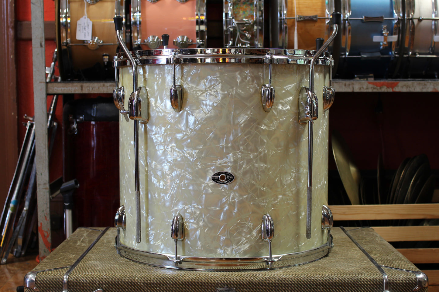 1970's Slingerland 16x18 Floor Tom in White Marine Pearl