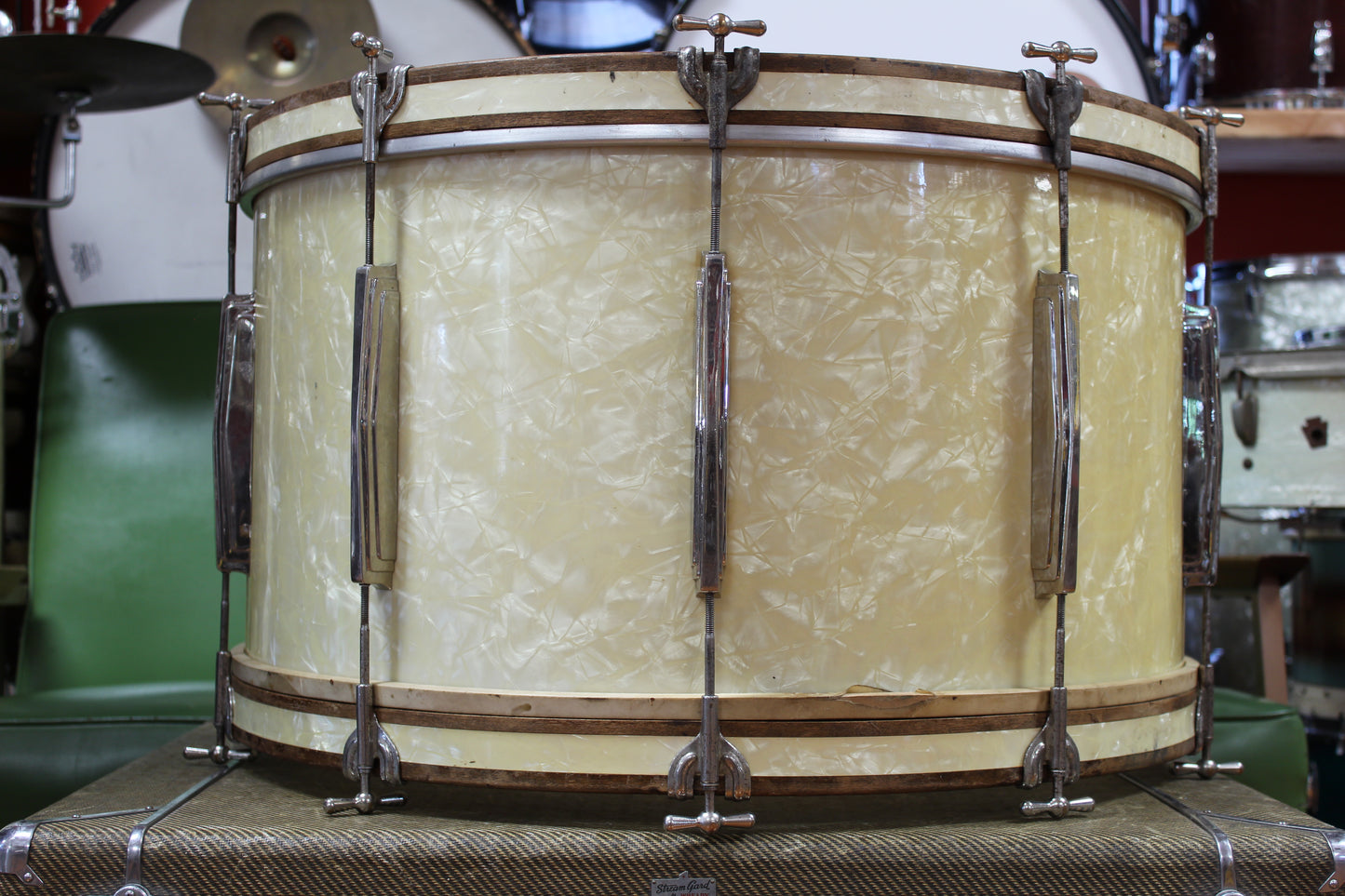 1940 Ludwig & Ludwig in White Avalon Pearl 14x26 14x16 9x13