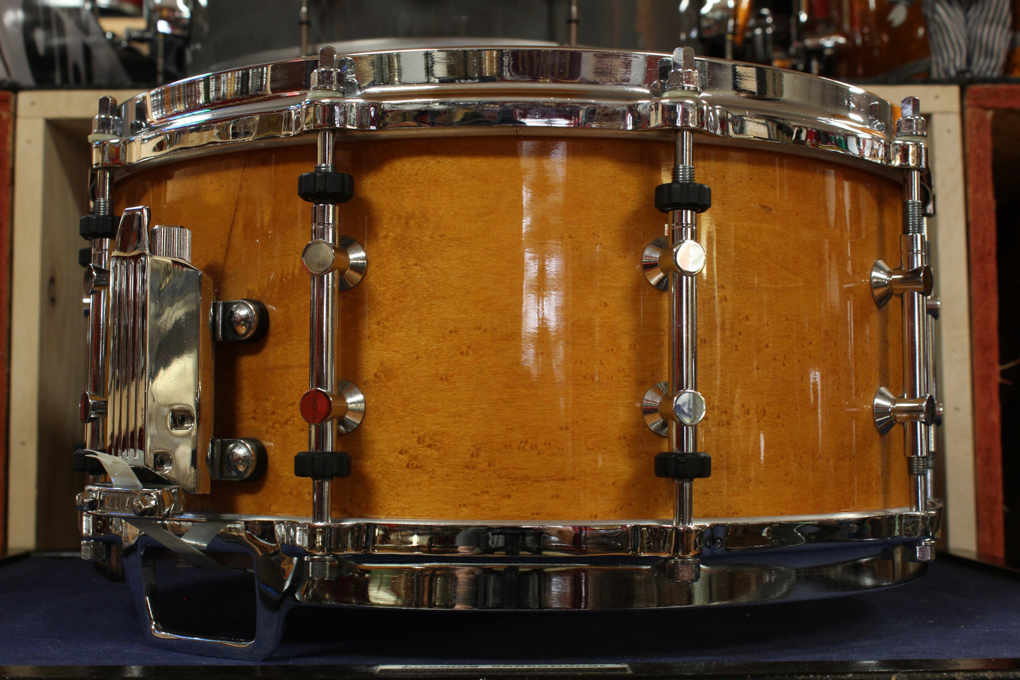 1980s Tama 6.5x14 Artwood 3-Way Tuning in Amber Birdseye