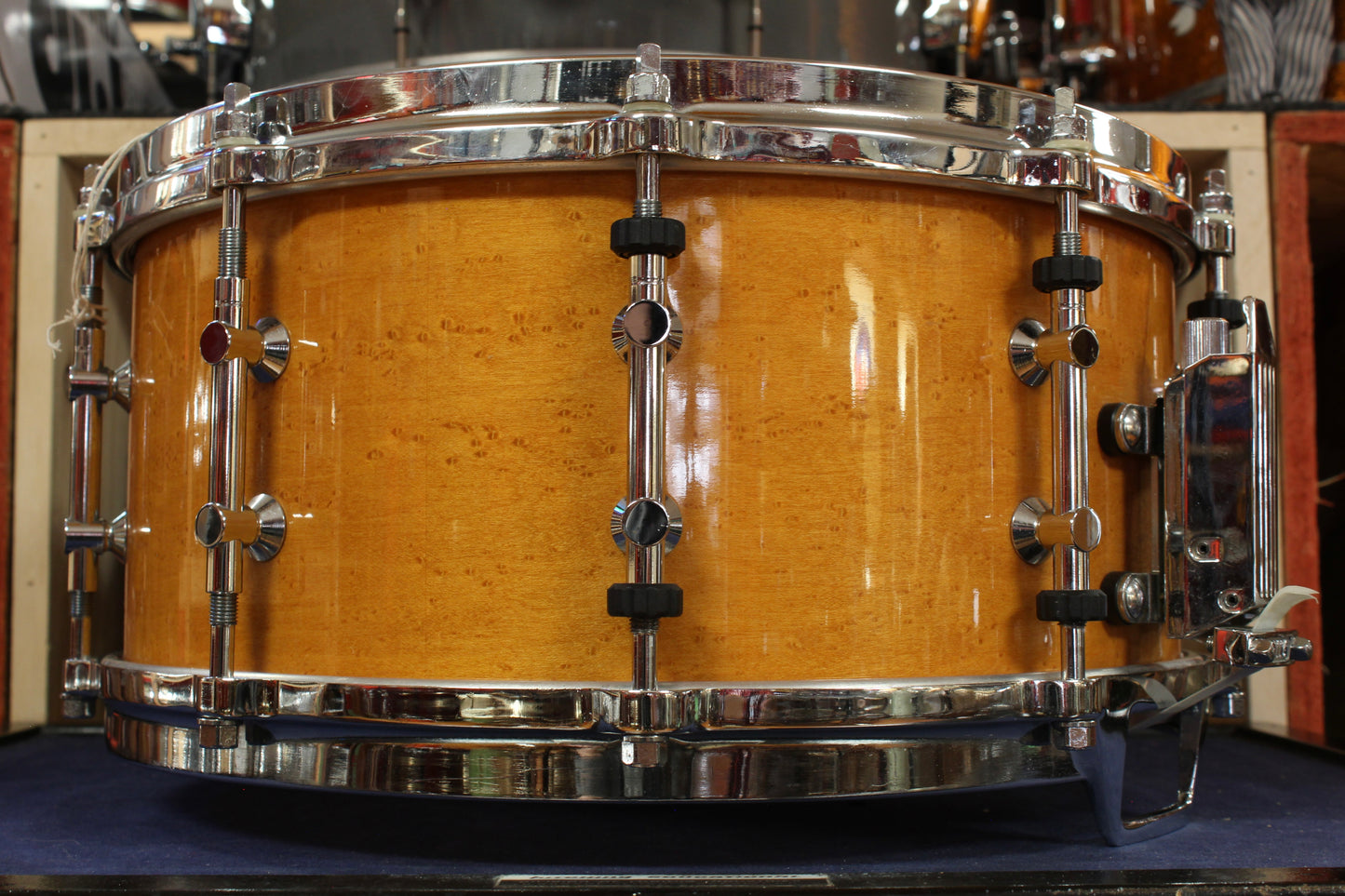 1980s Tama 6.5x14 Artwood 3-Way Tuning in Amber Birdseye