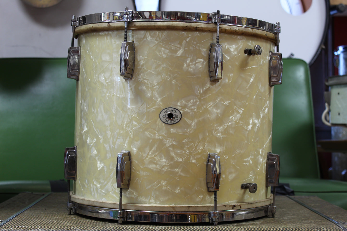 1940 Ludwig & Ludwig in White Avalon Pearl 14x26 14x16 9x13