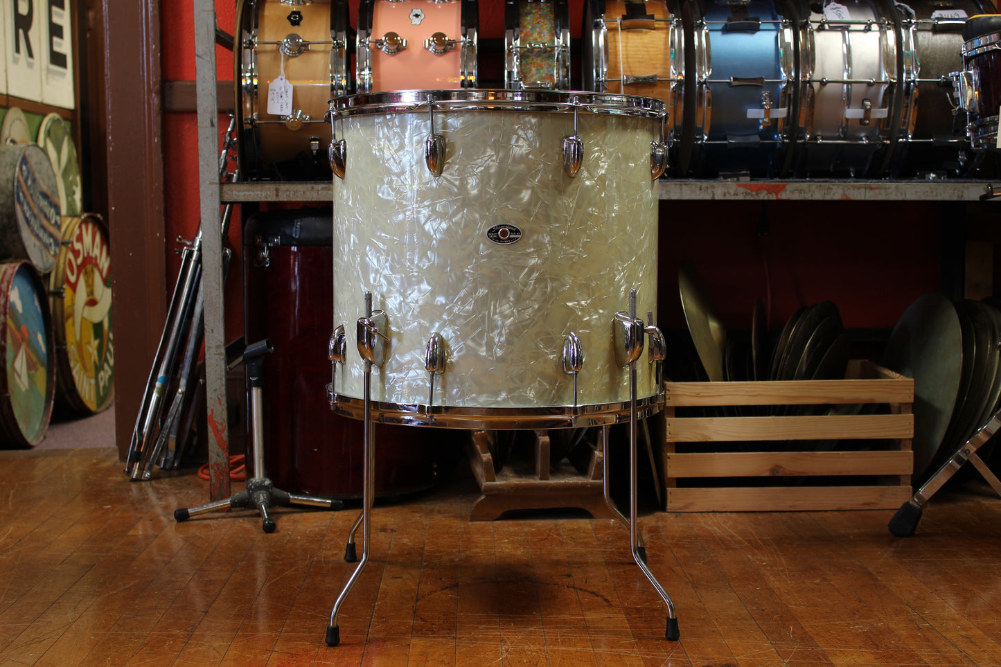 1970's Slingerland 16x18 Floor Tom in White Marine Pearl