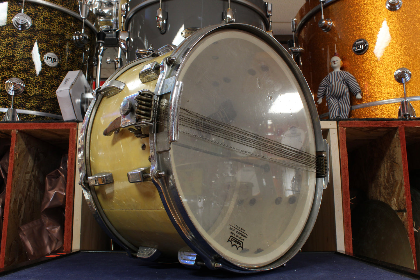 1940s Leedy 8x14 Broadway Parallel Snare Drum in White Marine Pearl